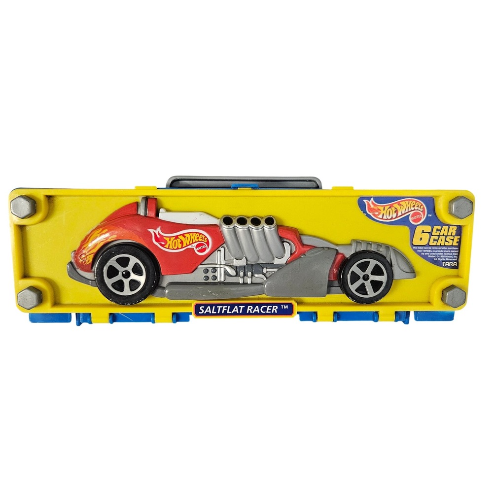 Hot Wheels Vintage Saltflat Racer 6 Car Case Blue Yellow 1999 Tara Toy 20015